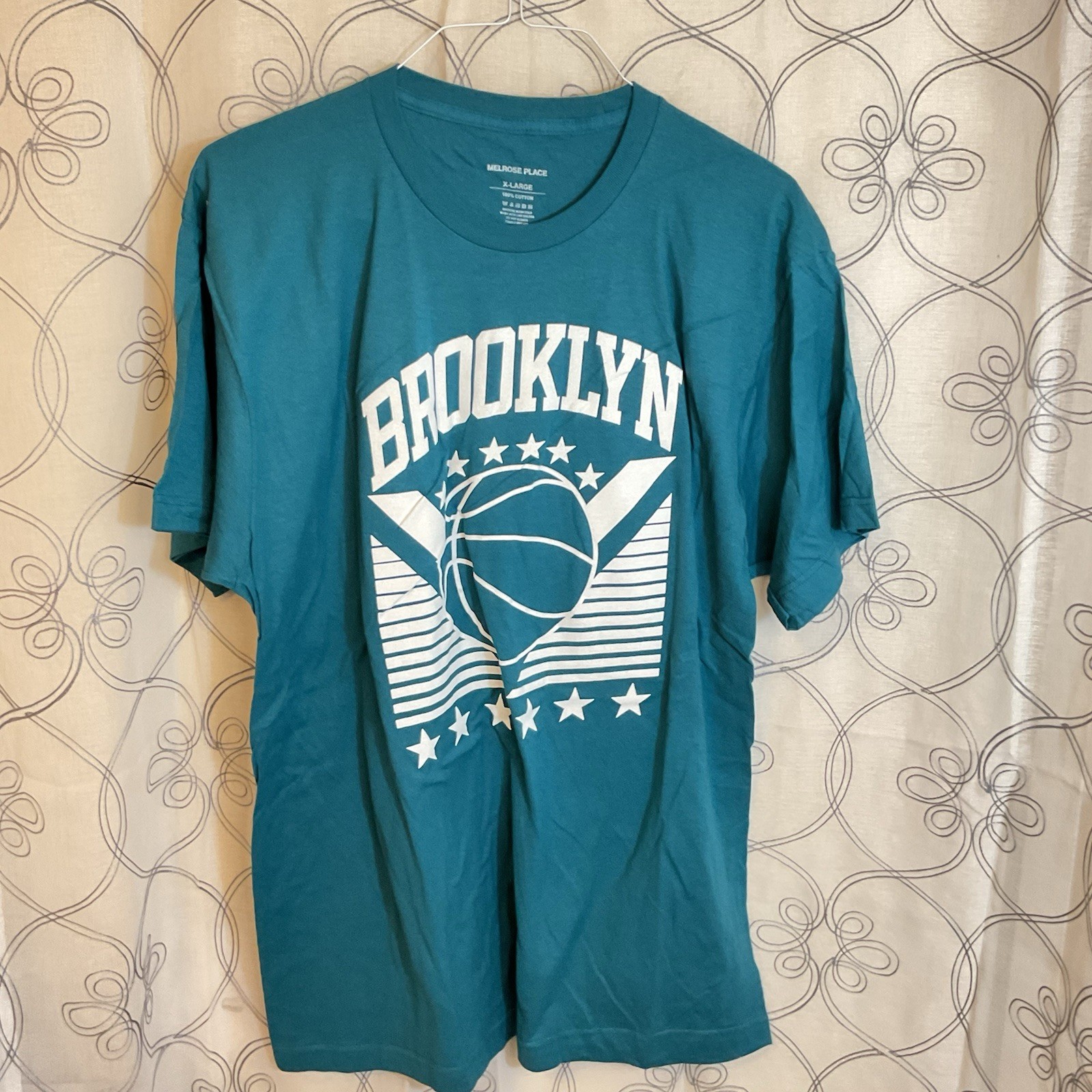 Men’s Brooklyn Basketball Short Sleeve Teal T-Shirt Size XL