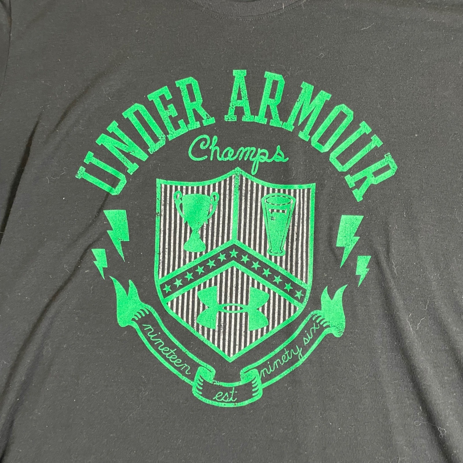 Under Armour Champs Graphic T Shirt Black Semi Fitted Heatgear Mens XL gallery