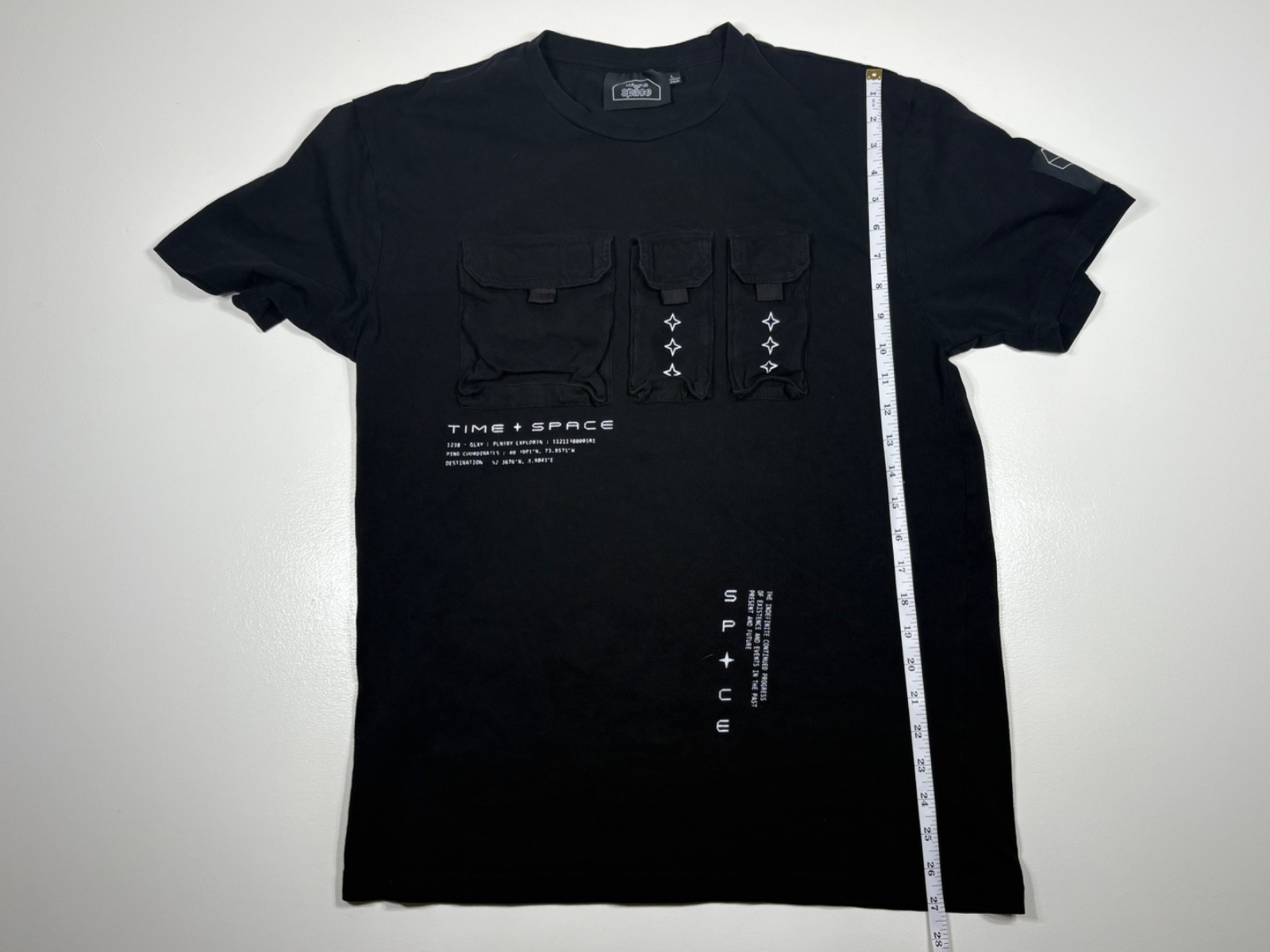 Time Space T Shirt Mens Large Black Utility Pocket Graphic Streetwear Techwear gallery