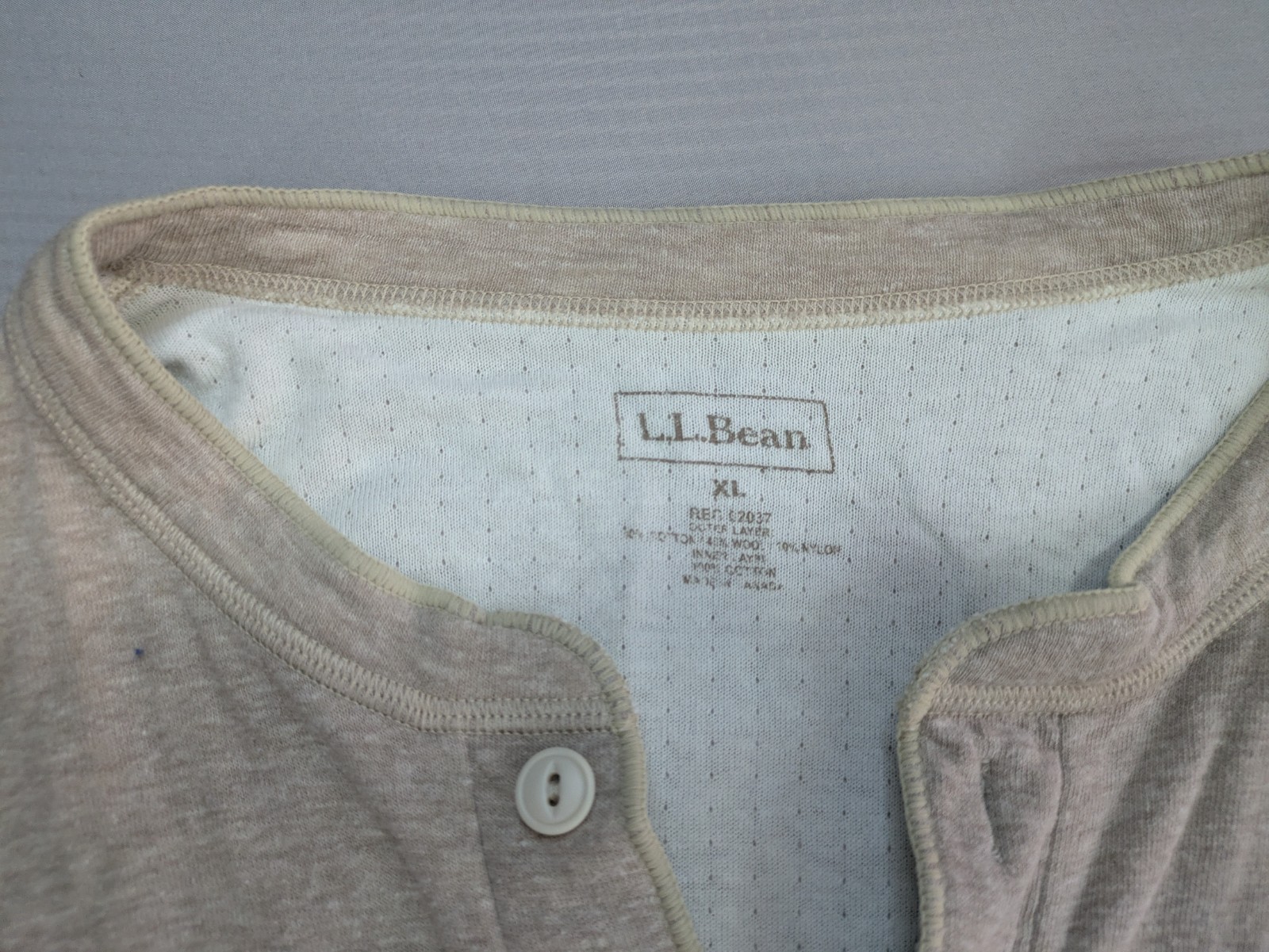 L.L. Bean Henley Shirt Mens Size XL River Driver Cotton Wool Nylon Canada 02037 gallery