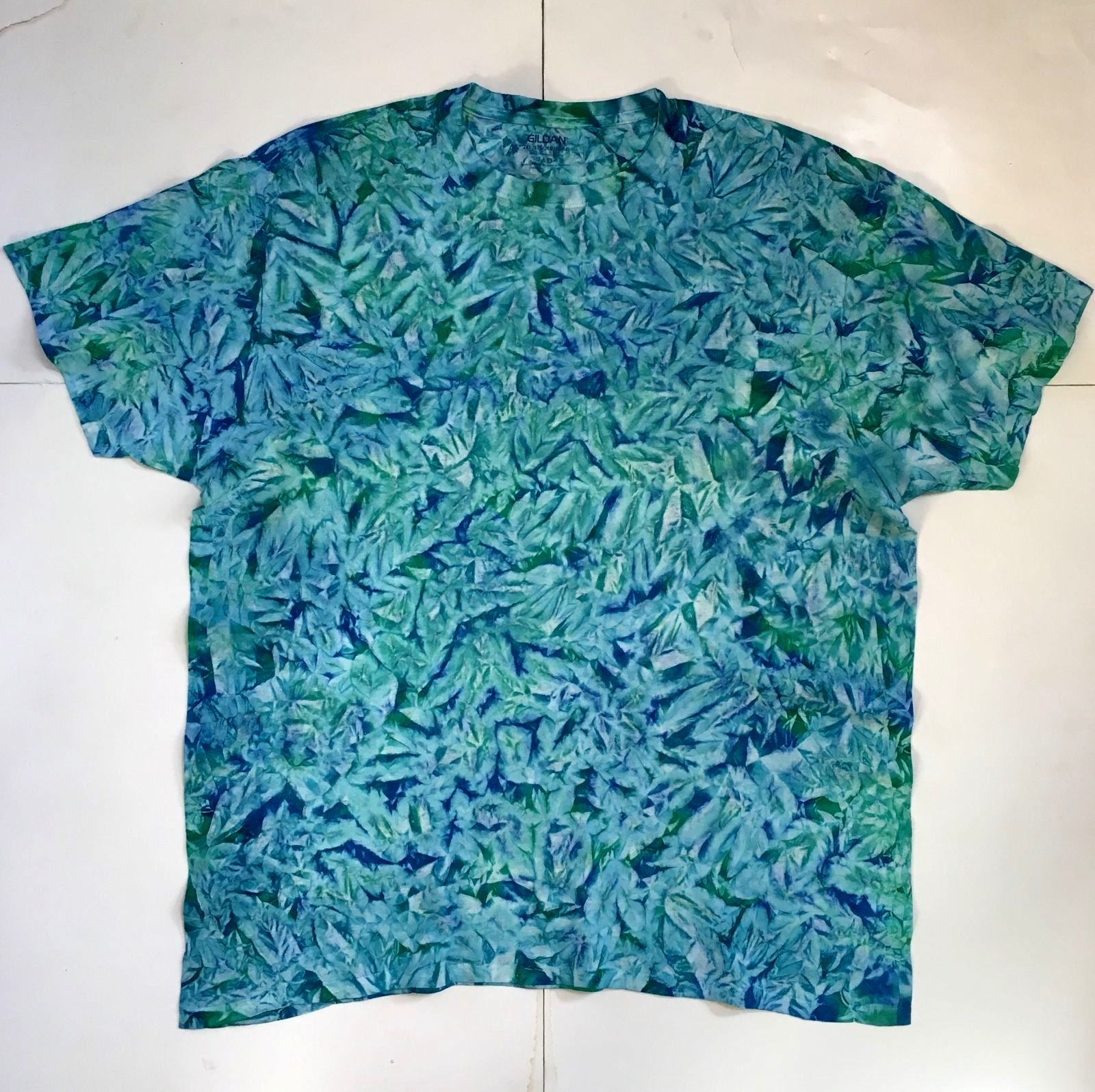 *New* 2XL - Sm Handmade Tie Dye, Emerald Sea Cruncht Crinkle, Crew or V-Neck gallery