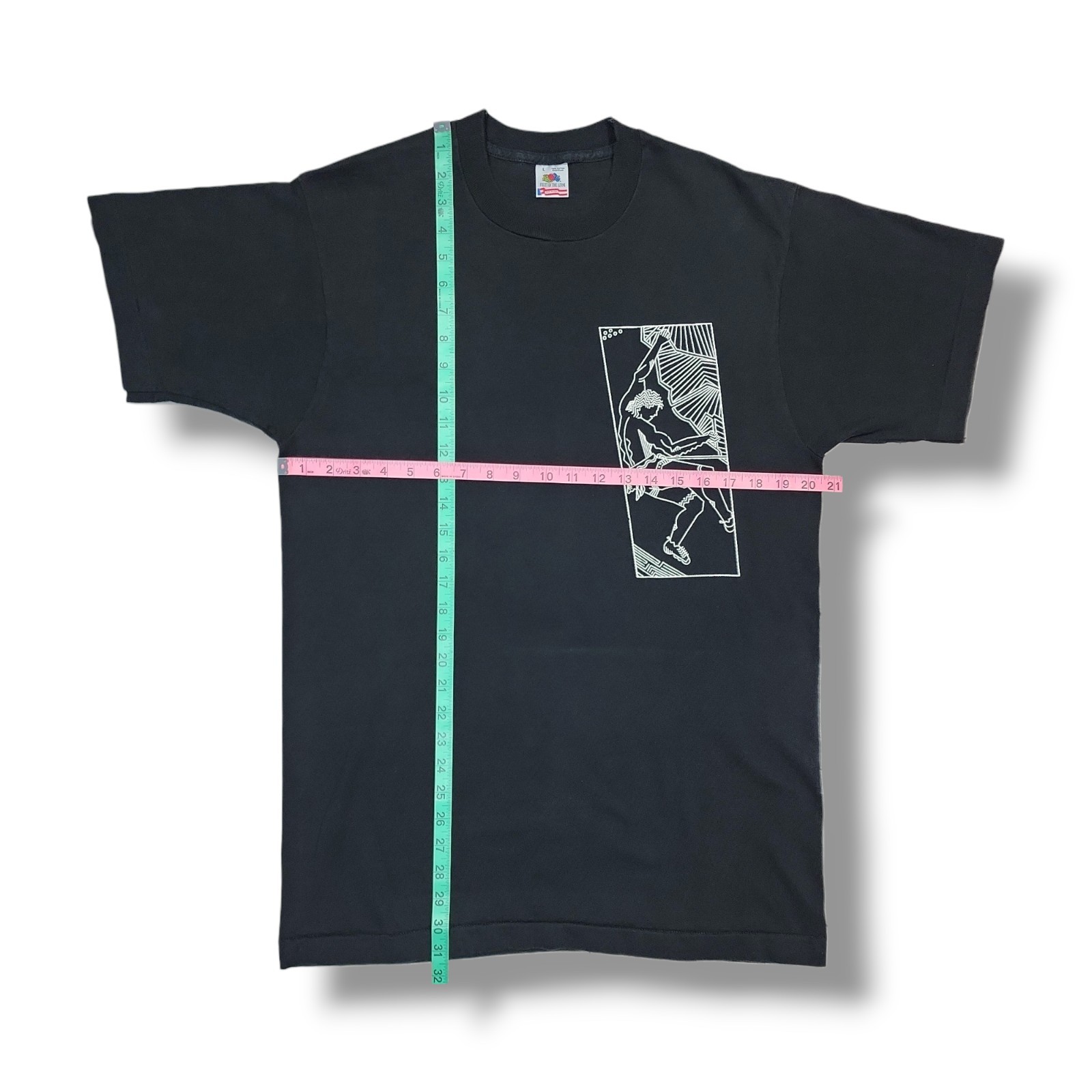 Vintage NOUVEAU CLIMB Line Art Black Fruit Of The Loom T-Shirt Men's L gallery