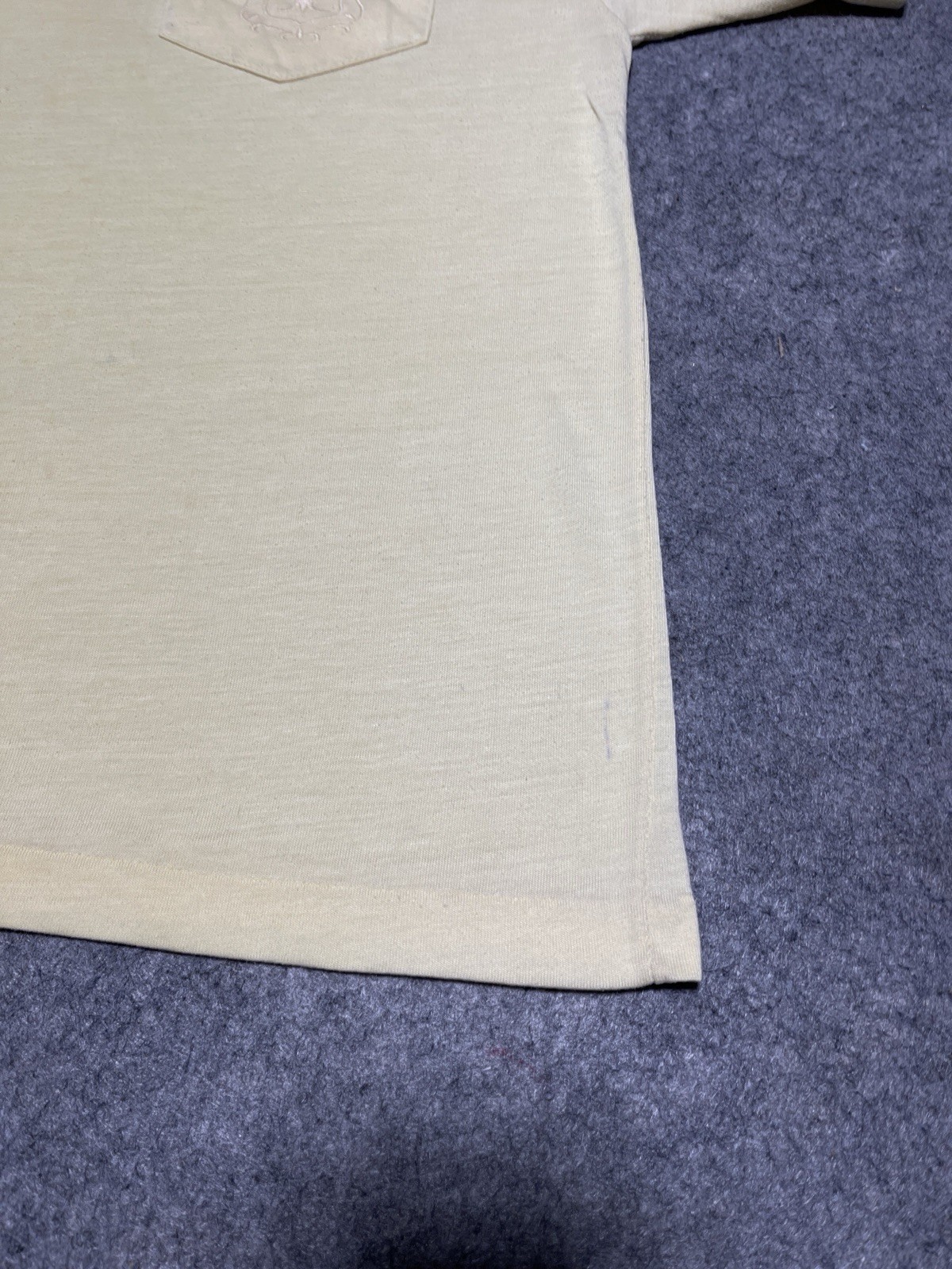 True VIntage Single Stitch THIN Distress Pocket Blank Pale Yellow Shirt Baggy Sm gallery