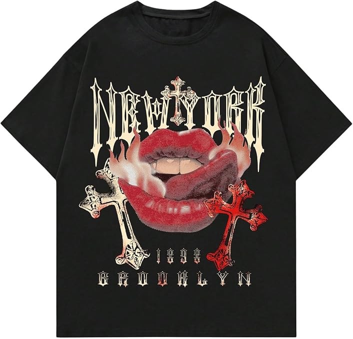 Milumia Men’s Graphic T-Shirt Letter Print Short Sleeve Vintage Tee Loose