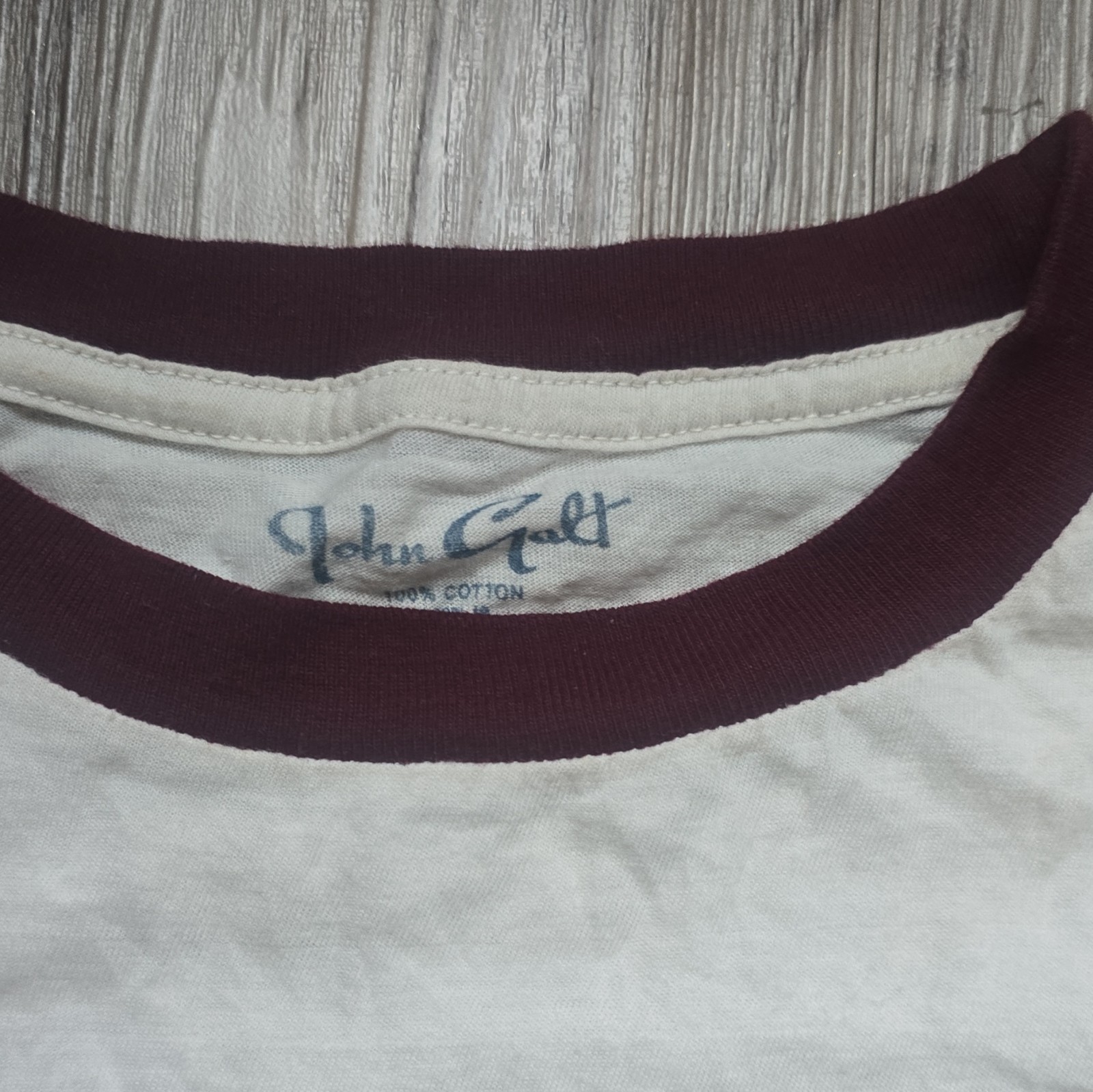 John Galt Newport Rhode Island Graphic Ringer T-Shirt S/M Cotton White/Burgundy gallery