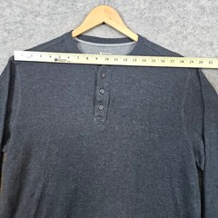 Members Mark Soft Wash Thermal Henley Size XL Long Sleeve Shirt Heathered Black