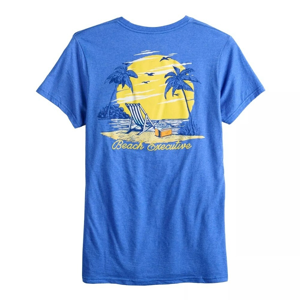 Croft & Barrow Men's T-Shirt Modern Fit Graphic Tee Top Blue Beach gallery