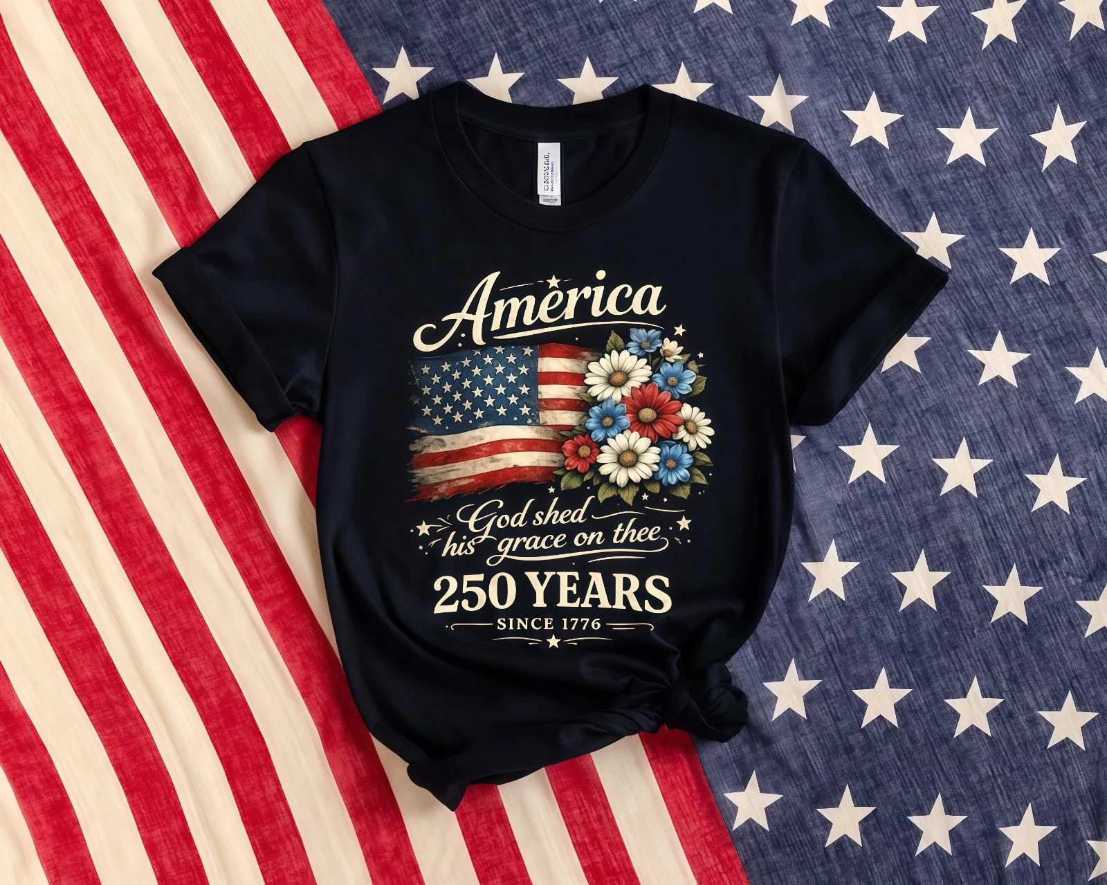 America 250 Years Flag Floral Shirt 250th Anniversary Patriotic 4th Of July Tee gallery