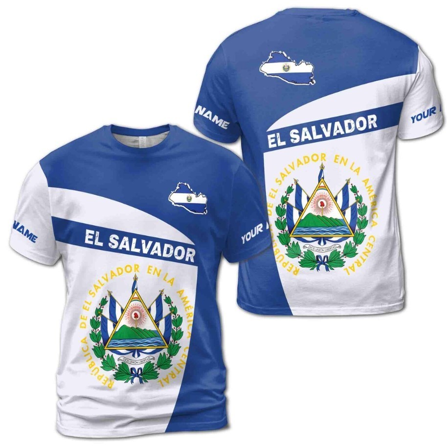 Custom Name Republica De El Salvador Patriotic 3D T-shirt S-5XL gallery