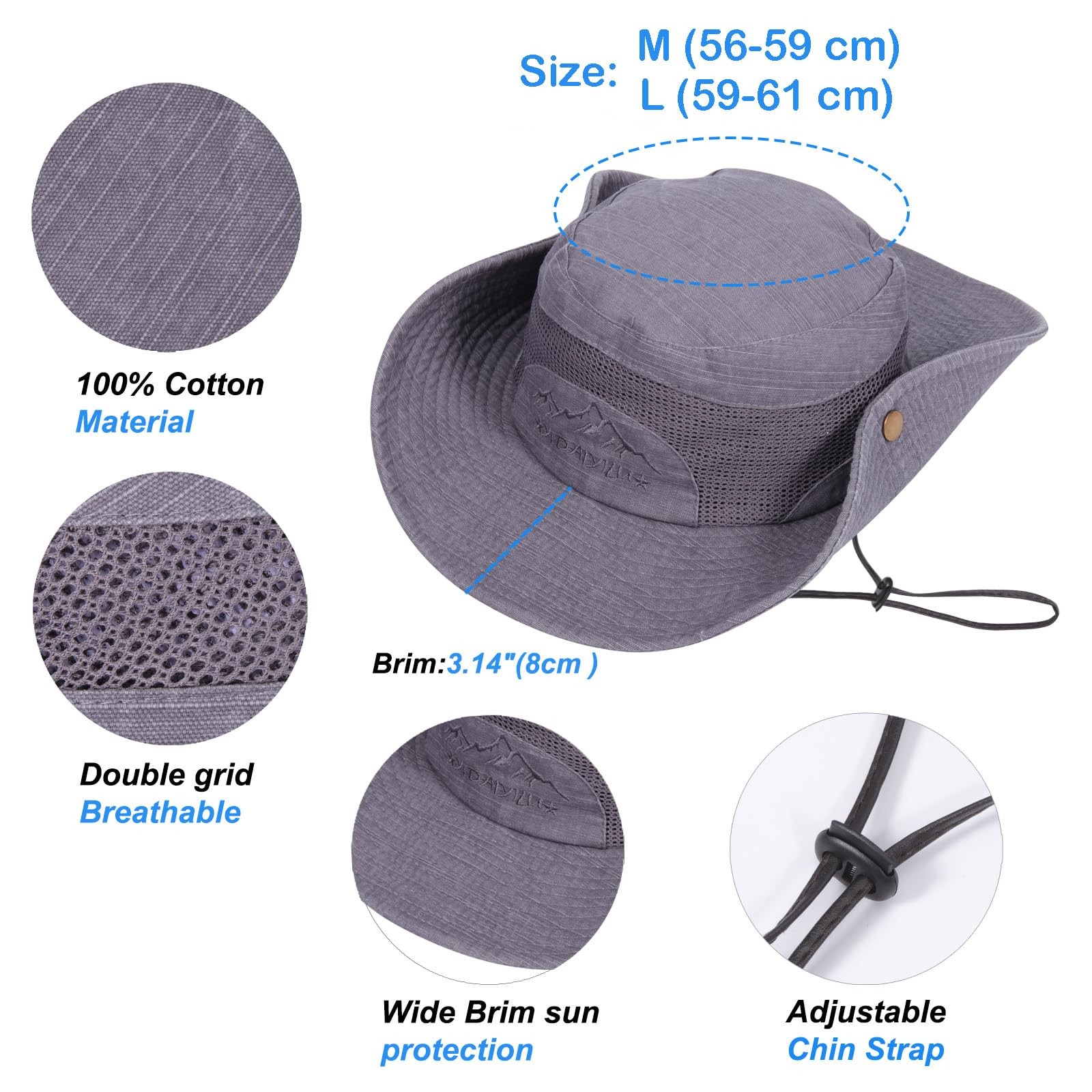 Men's UV Protection Fishing Hat – Foldable Boonie Hat with Adjustable Chin Strap gallery
