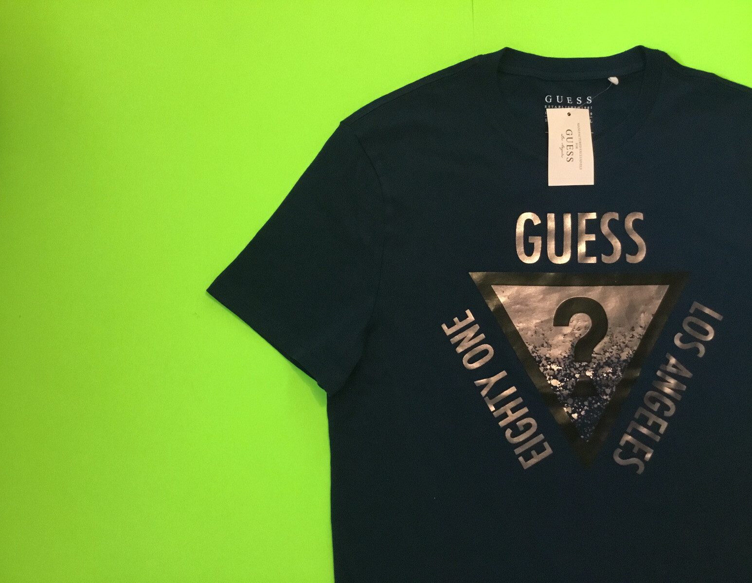 GUESS Los Angeles Men’s Short Sleeve T-Shirt Size LARGE Blue w/Dark Silver NEW gallery