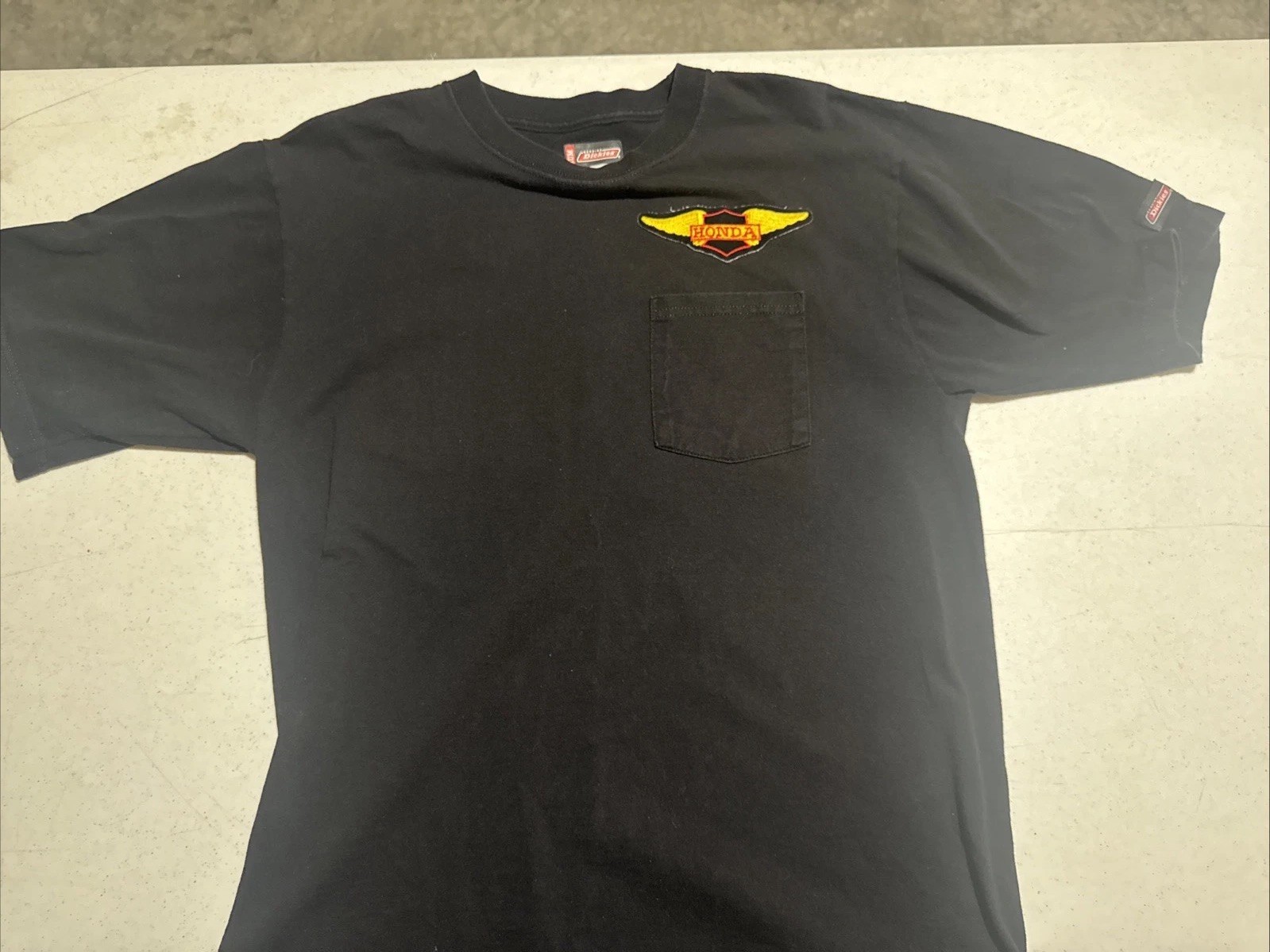 Genuine Dickies Black Honda Wing Logo Patch Pocket Tee Shirt Medium Cotton