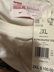 REEBOK PYER MOSS COLLECTION 4 OVERSIZE HEAVY COTTON RCPM DRAPED TEE MENS 2XL NWT