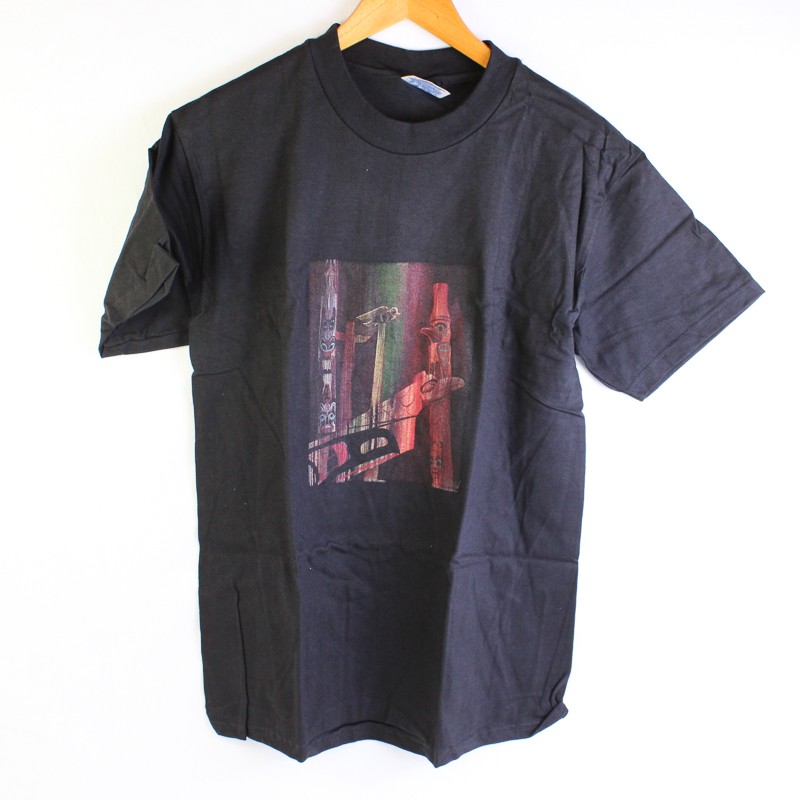Vtg Hanes Beefy-T Adult M Black Totem Pole Graphic Short Sleeve T-Shirt New