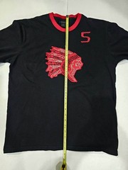 Vintage Express Embroidered Applique Indian Chief Head Shirt Black/Red, Medium