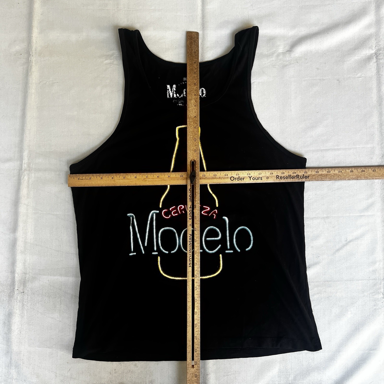 Modelo Cerveza Shirt XL Black Tank Top Neon Print Beer Mexico Bud Light 2928 gallery
