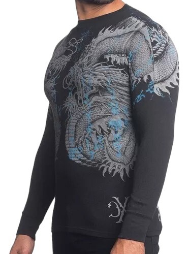 Xtreme Couture by Affliction Men's Thermal Shirt Double Up Black Biker S-2XL gallery