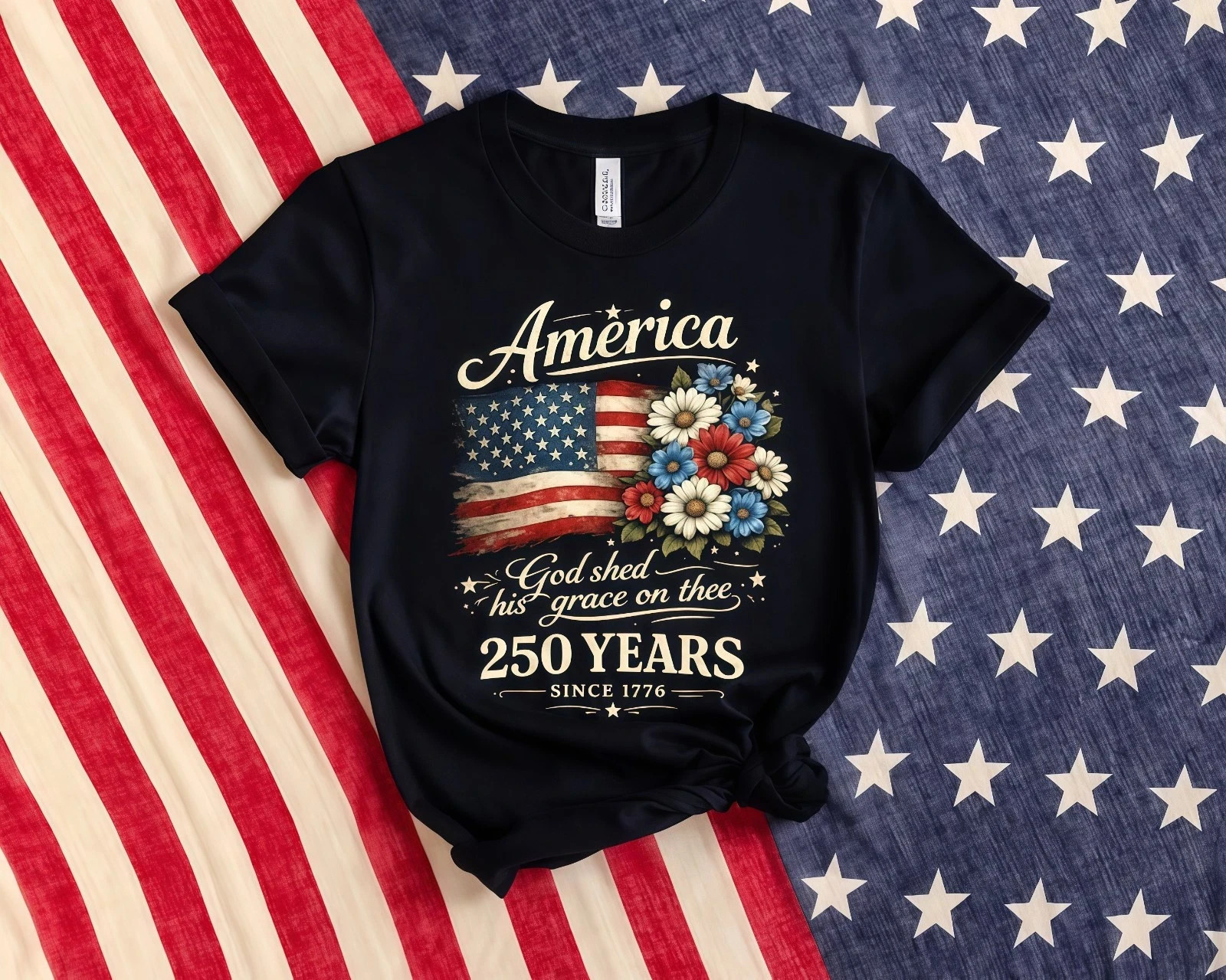 America 250 Years Flag Floral Shirt 250th Anniversary Patriotic 4th Of July Tee gallery