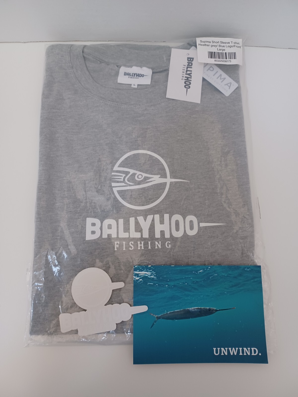Supima Cotton BALLYHOO T-Shirt Gray Short Sleeve Men's Large NWT gallery
