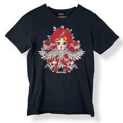 DSQUARED2 Skull Rose Cherub Graphic T Shirt Size Large Slim Fit Luxe Streetwear