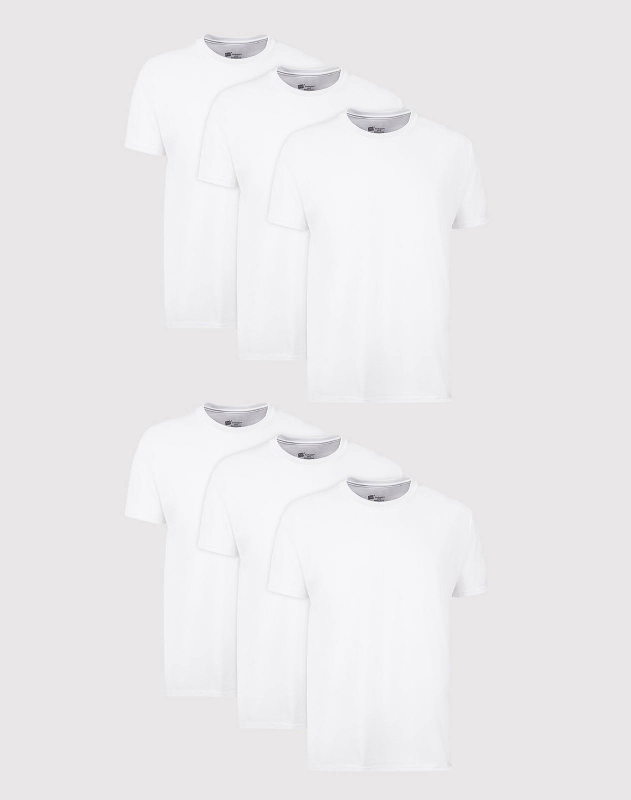 Hanes Men’s White Crewneck T-Shirt 6-Pack Undershirt Tee TAGLESS FreshIQ Comfort