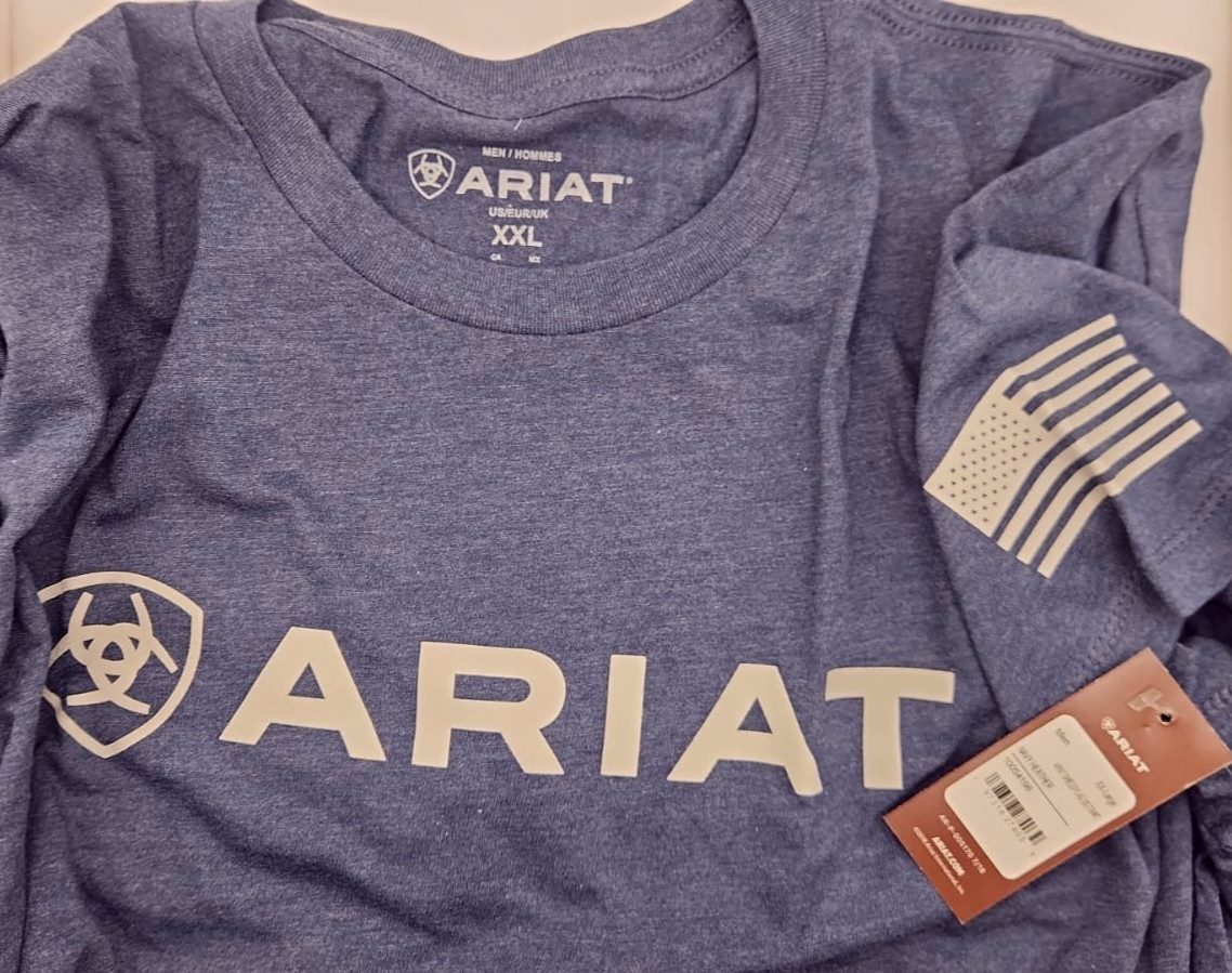 Ariat Men's Shield Flag T-Shirt-54198 - New with Tag - NAVY HEATHER - Size 2XL gallery