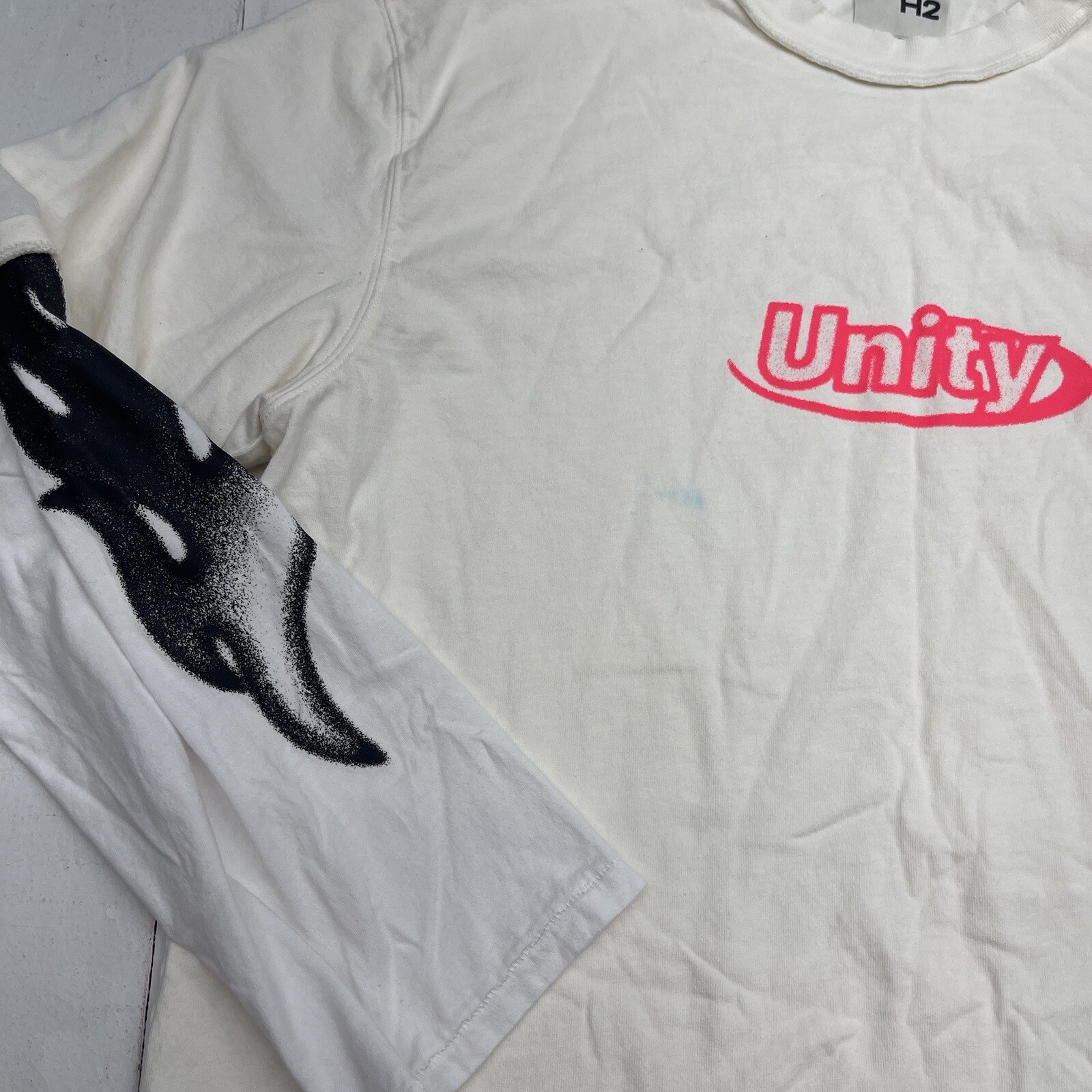 Heron Preston H2 Unity Oversized Long Flames Sleeve T-Shirt White Mens M gallery