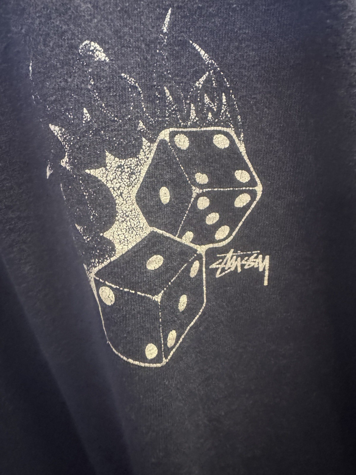 Stussy navy fire dice tee M gallery
