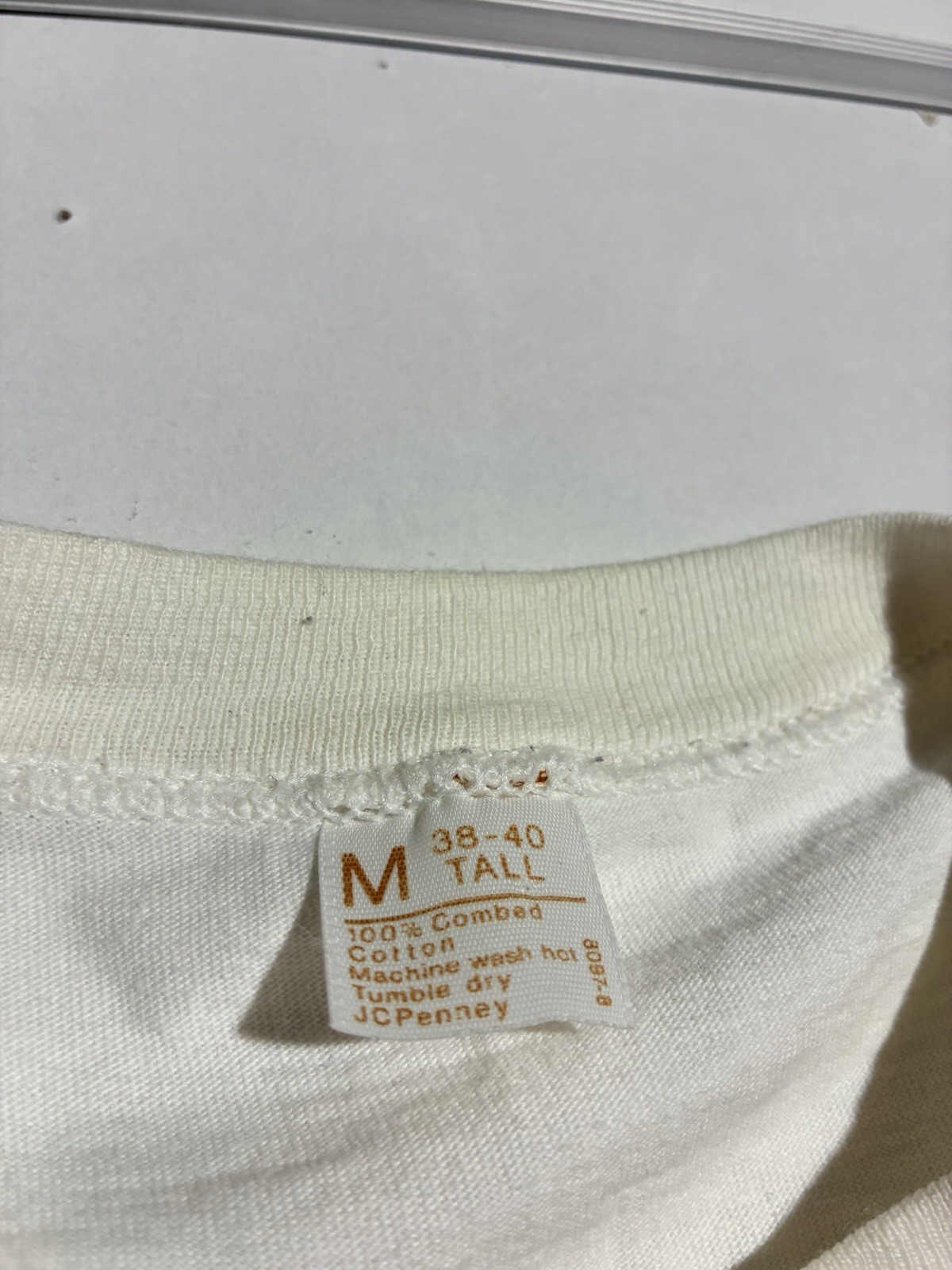 Vintage 1960s White Blank T Shirt JCPenney Single Stitch Medium Tall gallery