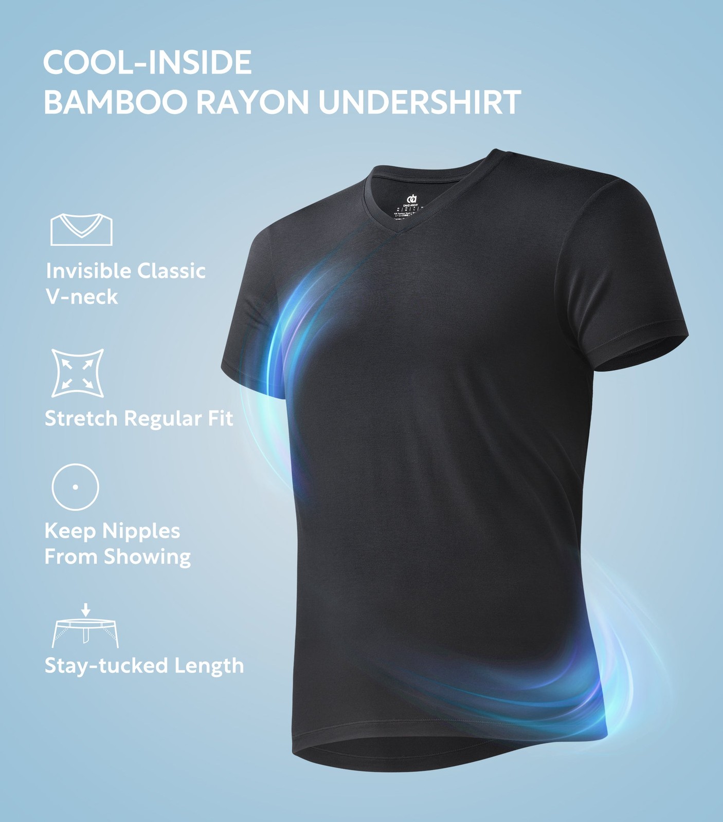 3 Pack David Archy Men's Bamboo Rayon V-Neck Tees, Moisture-Wicking Undershirts gallery