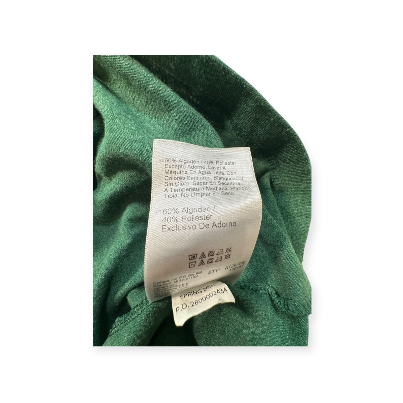 Carhartt Green Crew Neck Long Sleeve 100% Cotton All Seasons T-Shirt 2XL Tall gallery