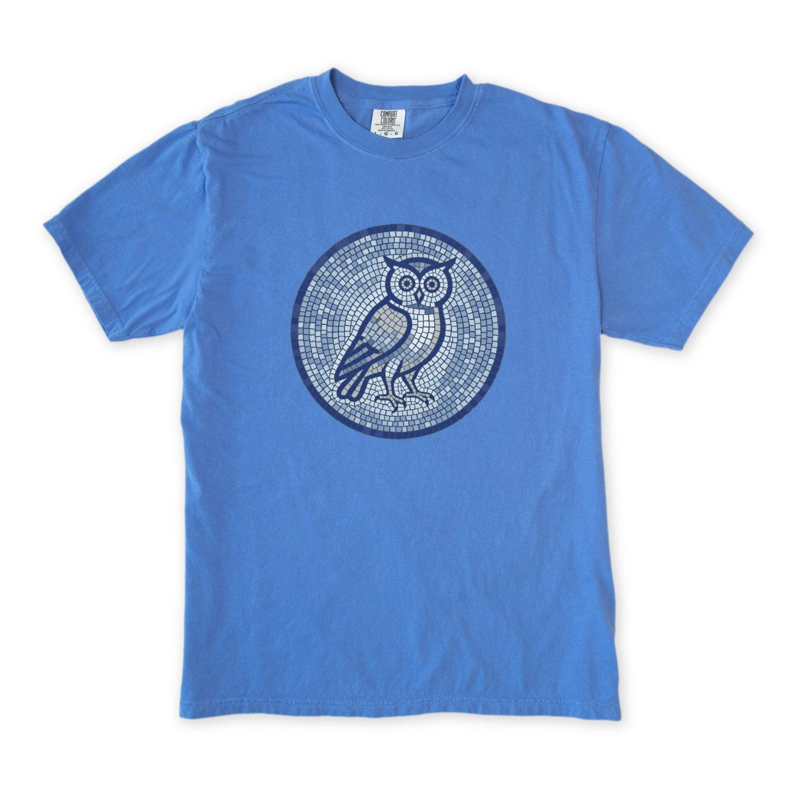 Mosaic Owl T-Shirt | Geometric Blue Grey Wisdom Graphic Tee | Comfort Colors gallery