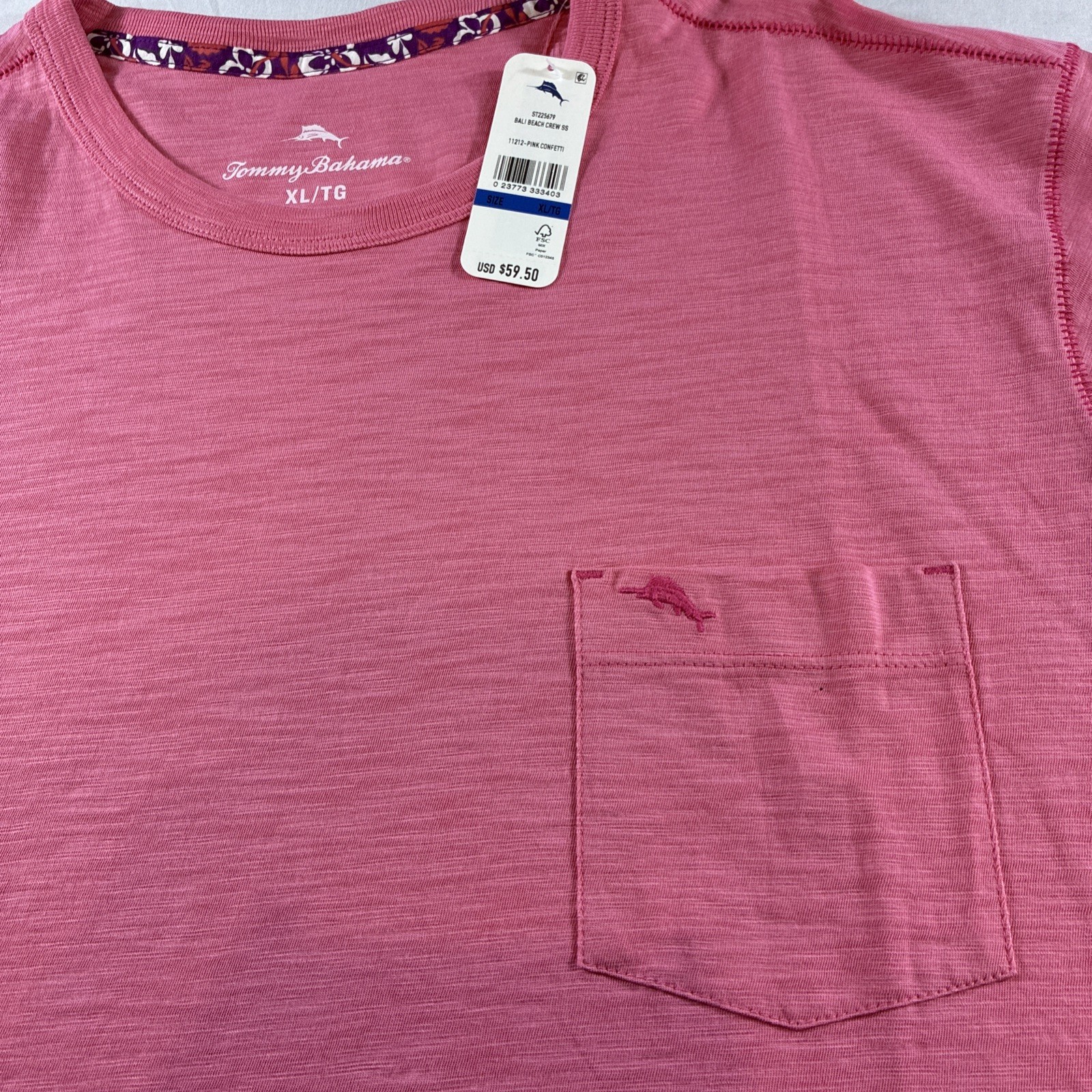 Tommy Bahama Bali Beach Crew Neck Shirt Men’s XL New Pink Confetti gallery
