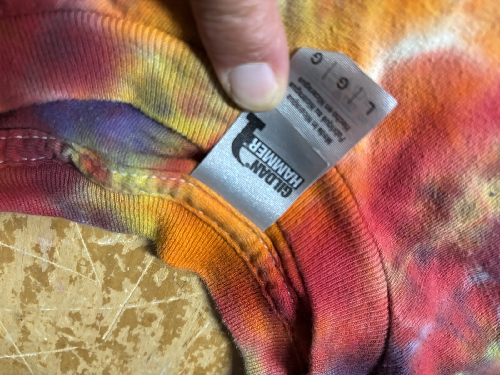 Hideaway Pizza Tiedye 2-sided T SHIRT L Large Gildan Hammer Colorful Orange Lava gallery