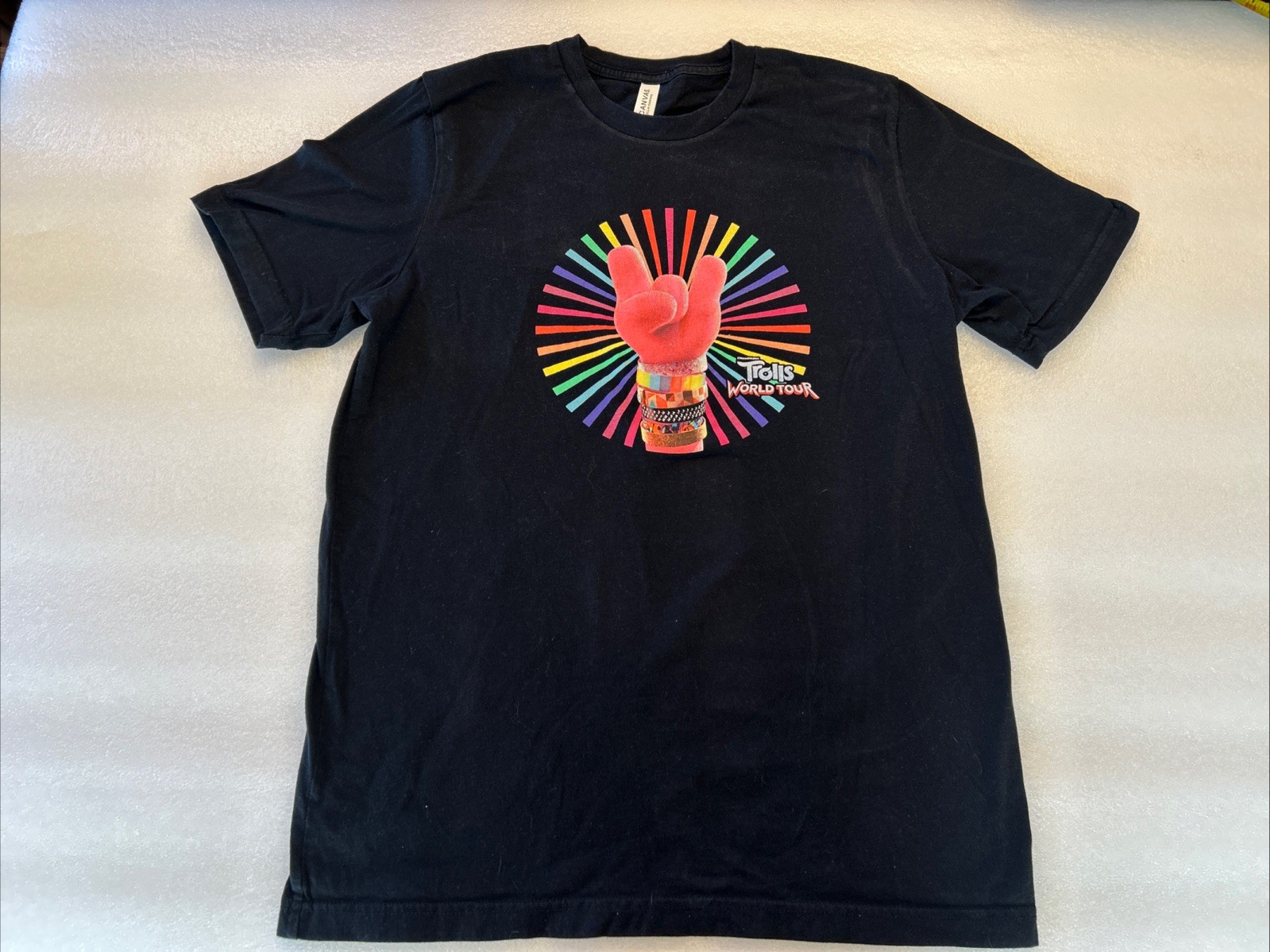 Trolls WORLD TOUR- Black Cotton T Shirt- Large -Treasure Trolls Movie-