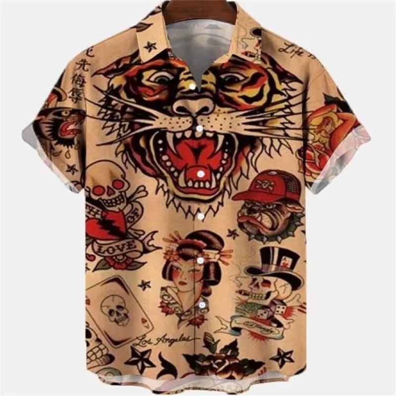Mens Button Down Japanese Dragon Samurai Hawaiian Novelty Holiday Summer Shirt gallery