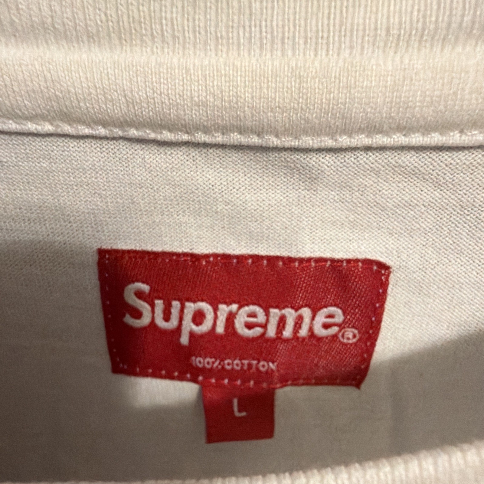 Supreme Men's White Logo Jersey Long Sleeve Crew Neck T-Shirt Size L gallery