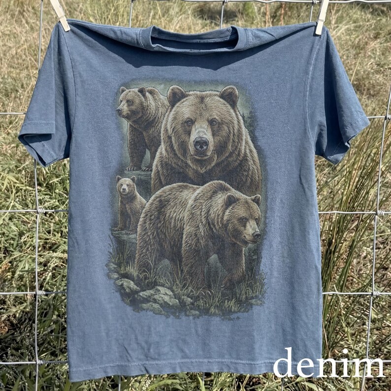Vintage Bear Family Comfort Tee Forest Wildlife Nature Animal Soft Casual gallery