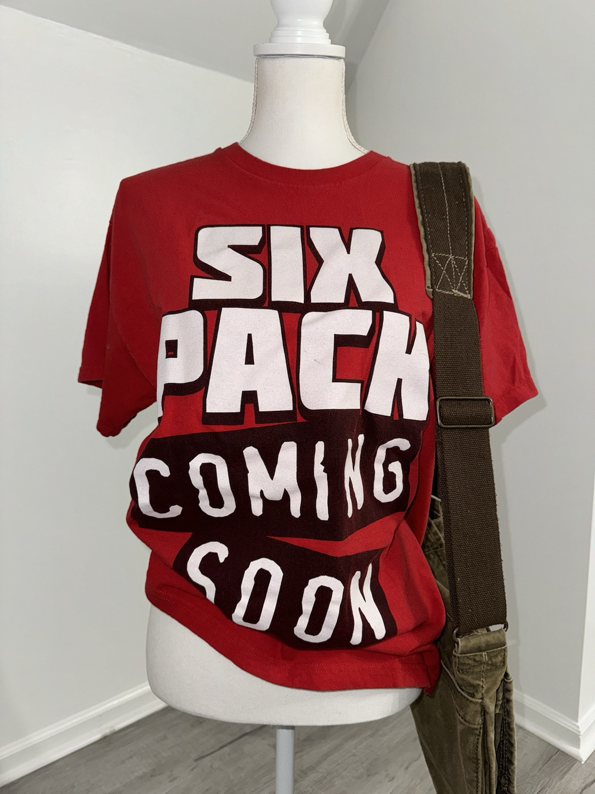 Delta Pro Weight Six Pack Coming Soon Graphic T Shirt Large Red Tee Funny Humor