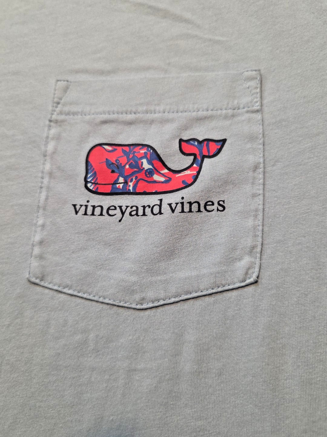 Vineyard Vines Big Whale with Pocket Sea Life In Logo Blue Tee Beach Size Small gallery