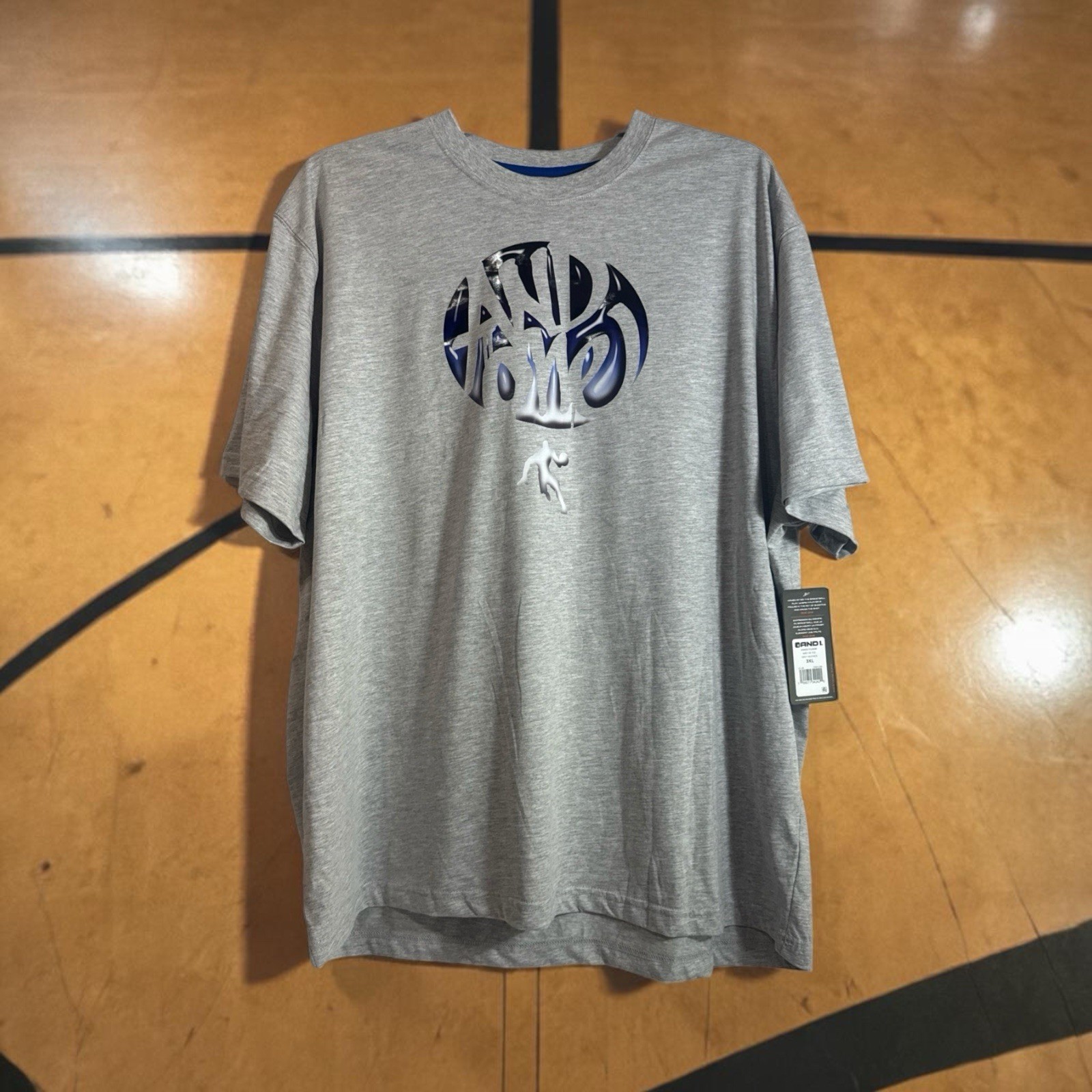 And1 Heather Gray T-Shirt Men Basketball Tee Crew Neck Size 3XL NWT gallery