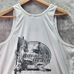 Ocean Wave Boracay Beach Philippines Tank Top White Graphic 3XL Vintage Style