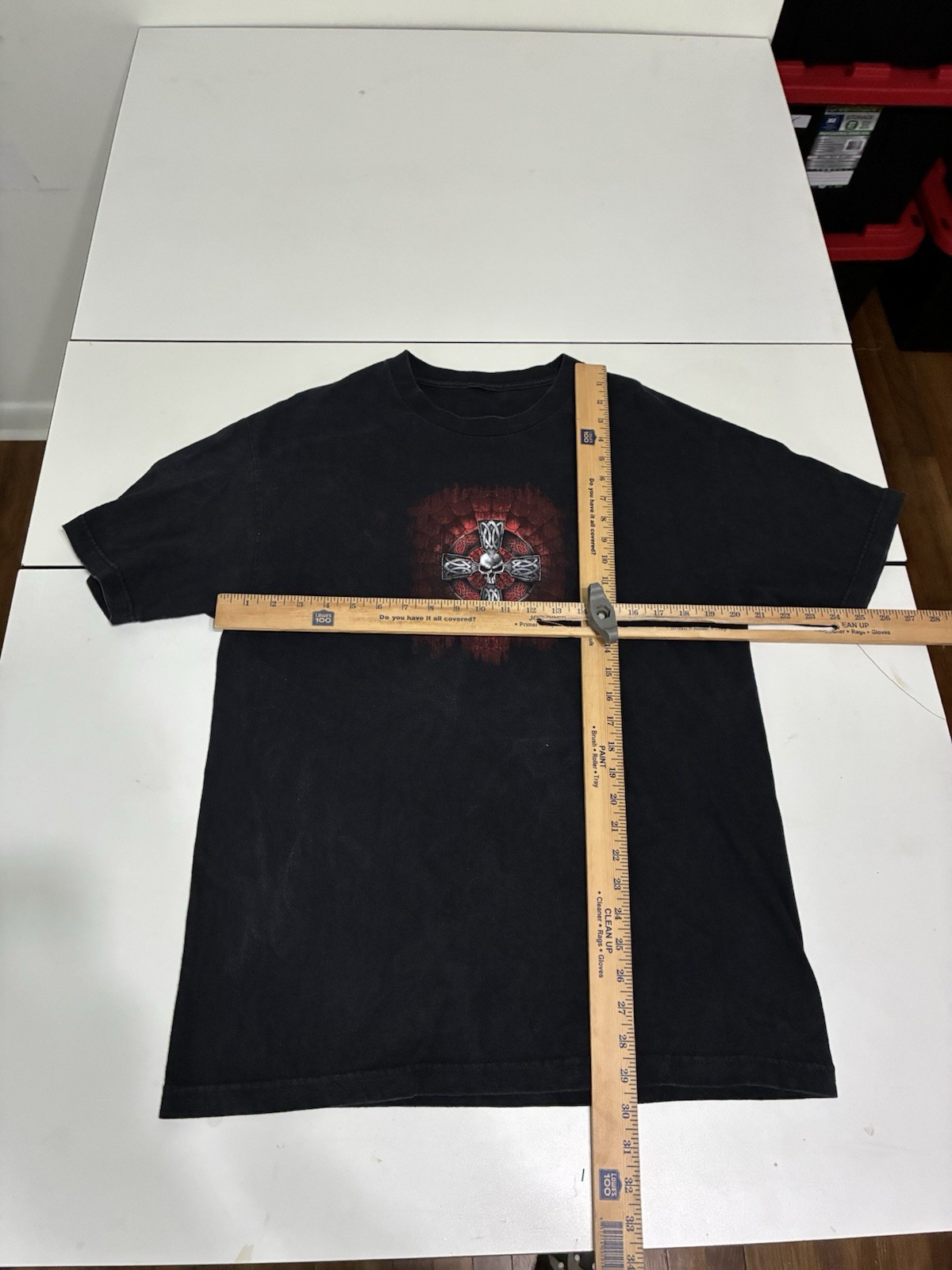Hot Leather Celtic Cross T Shirt Large Black Gothic Biker West Coast Chopper VTG gallery