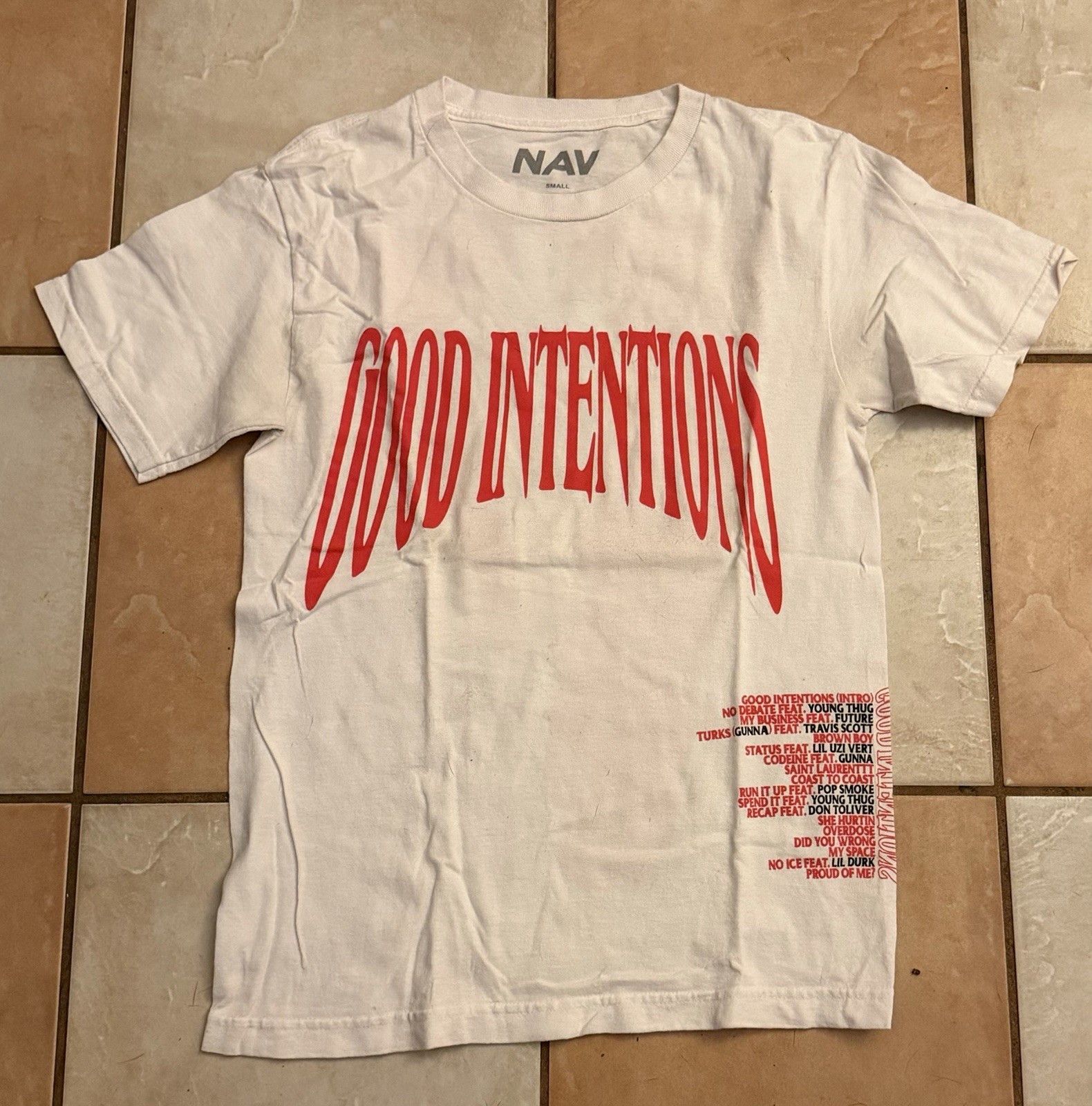 VLONE x Nav Bad Habits Good Intentions Hip Hop Rap Tour T-Shirt Mens Small