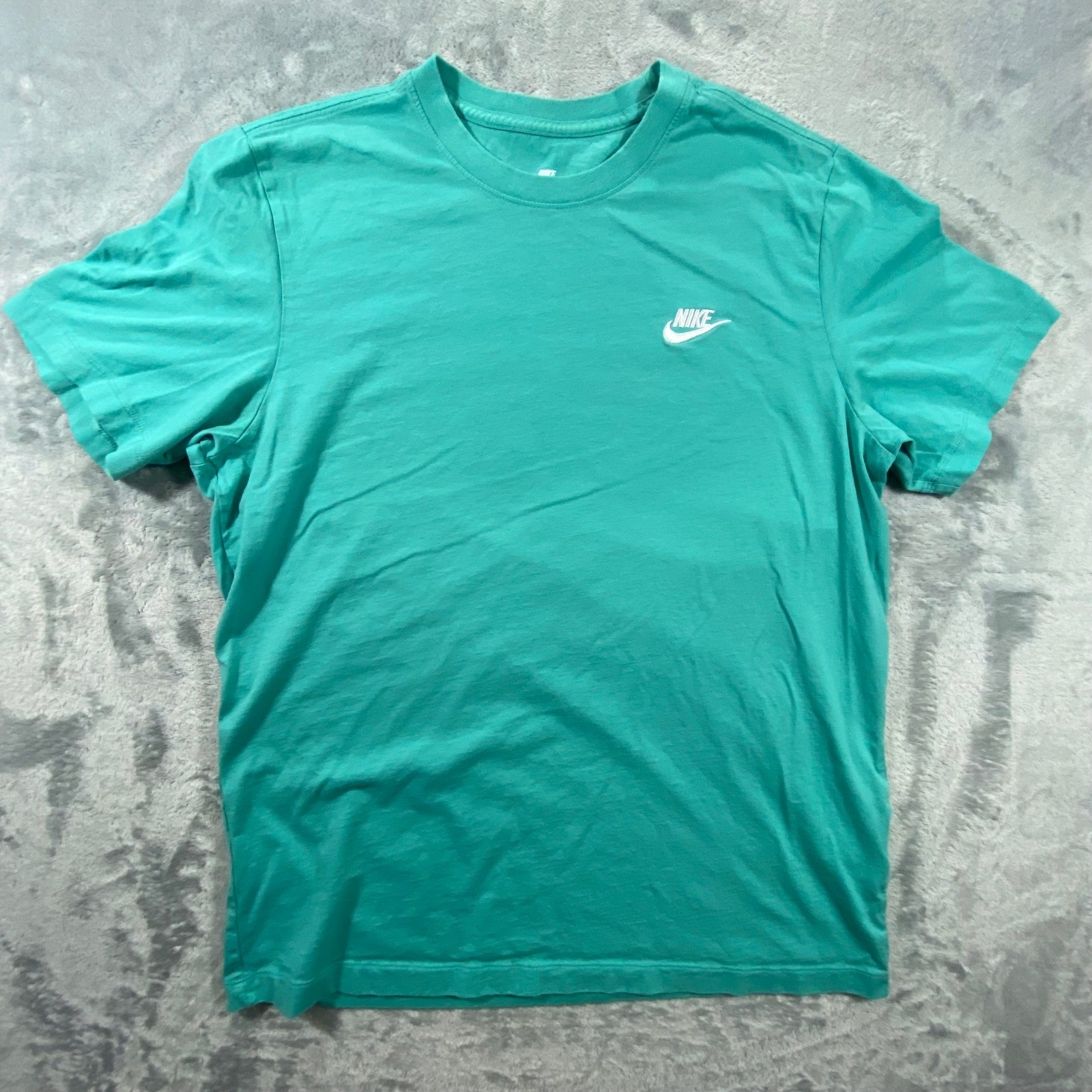 NIKE T-Shirt Mens Large Teal Green Embroidered Logo AR4997-392 Casual Summer