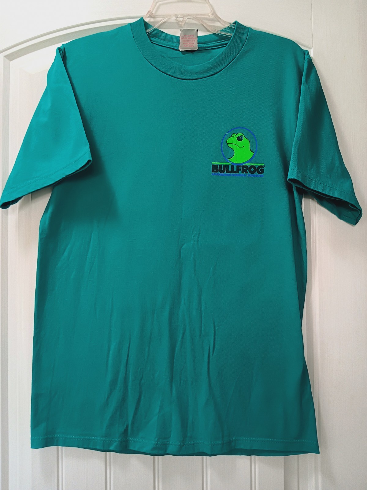 Vtg Bullfrog Amphibious Formula Sunscreen Promo T-Shirt M Teal Green gallery