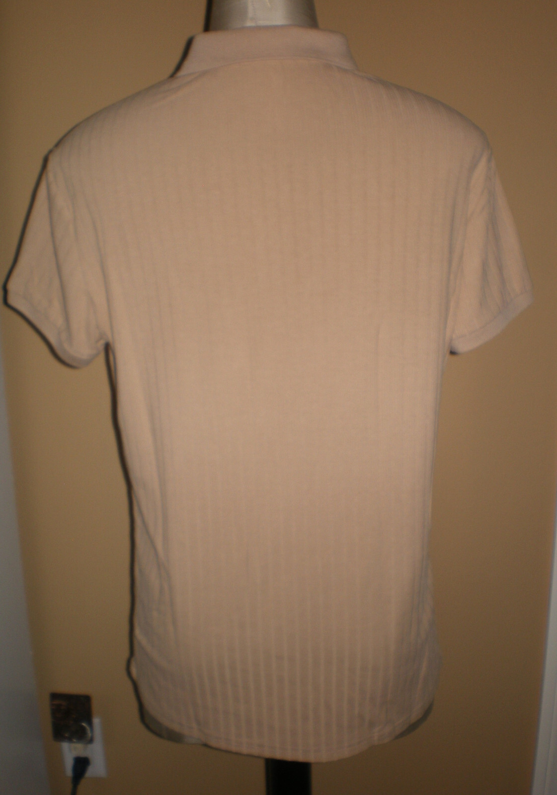 NITAGUT Mens TAN * BEIGE Casual Short Sleeve Collared Ribbed Knit POLO Shirt S gallery