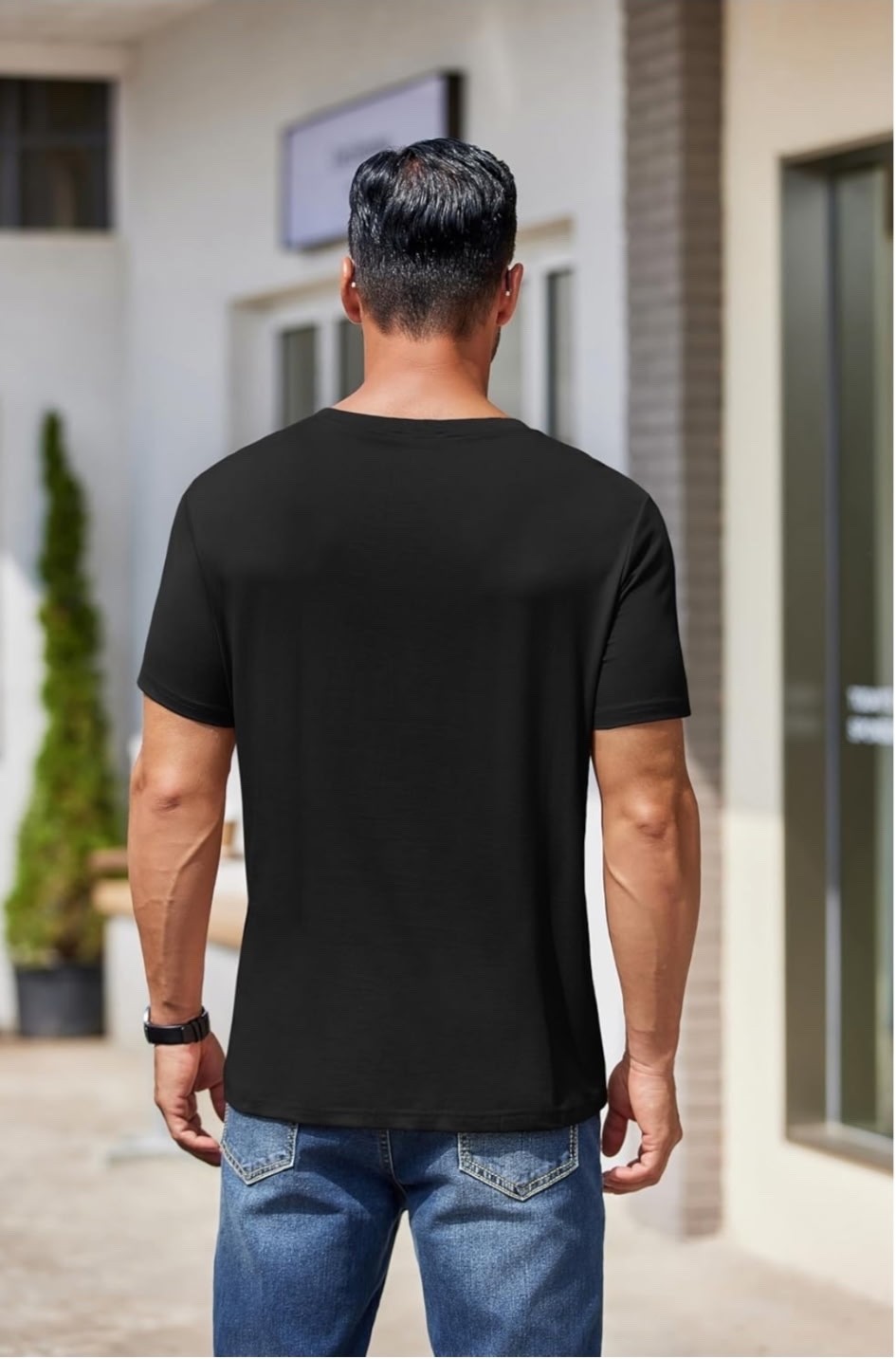 QUINCE Mens Crew Casual Basic 100% Cotton T-Shirt Tee Black White Navy 1-3 Pack gallery
