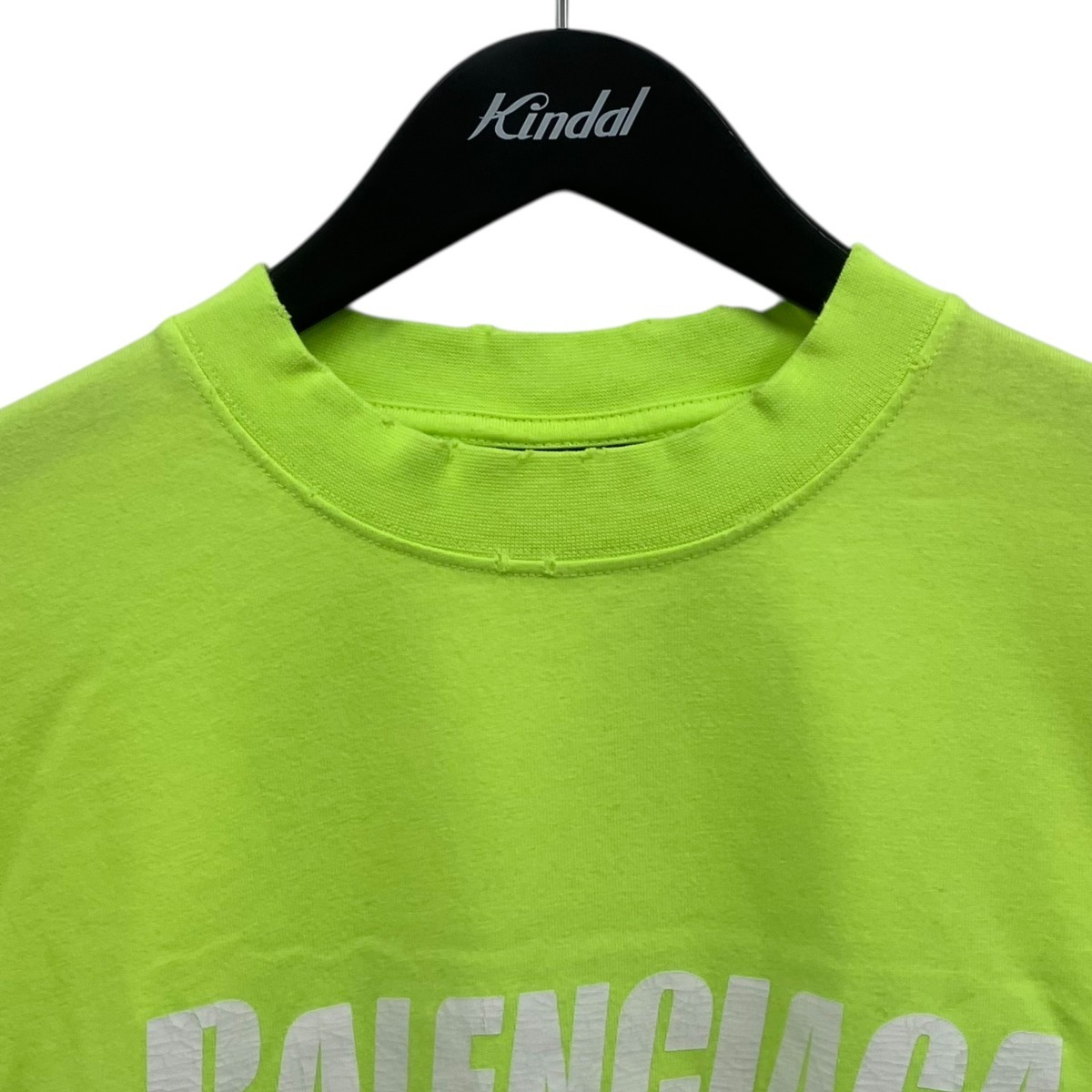 BALENCIAGA T-Shirt Yellow S Distressed Logo Print Oversized 6030 gallery