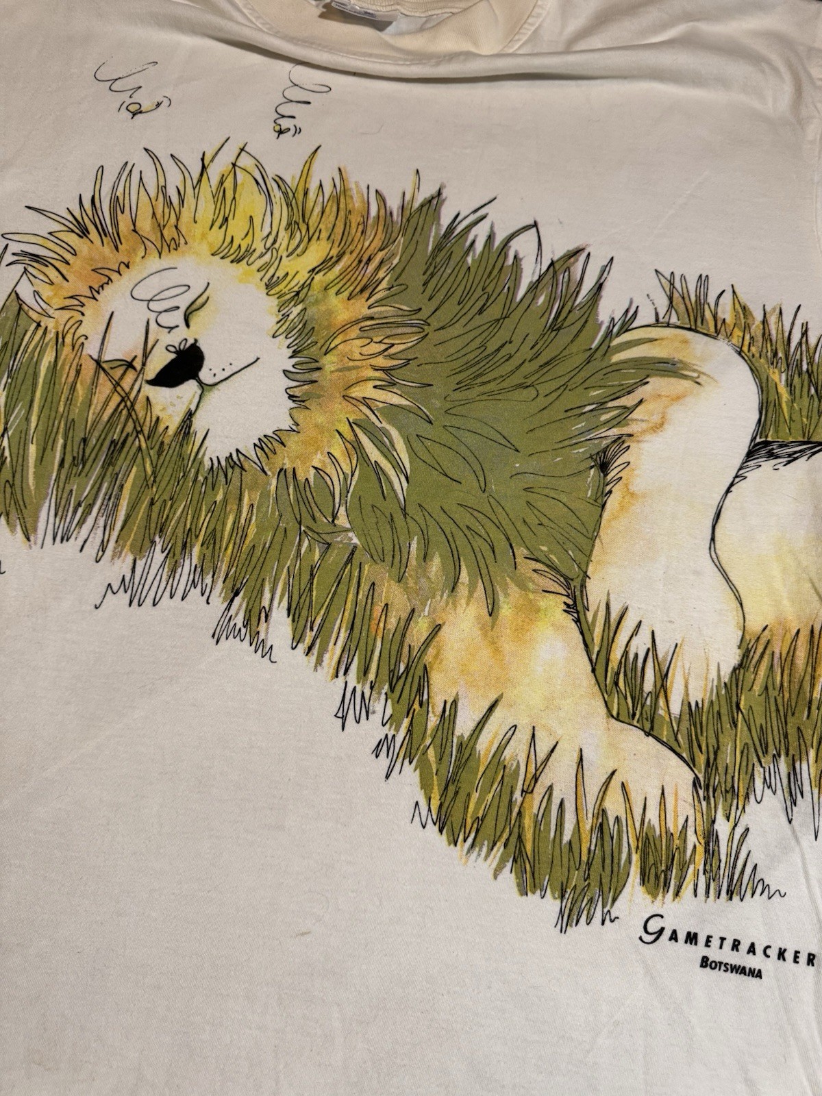 Vintage Lion Wrap Around Shirt AOP Nature Art Promo Gametracker Botswana RARE gallery
